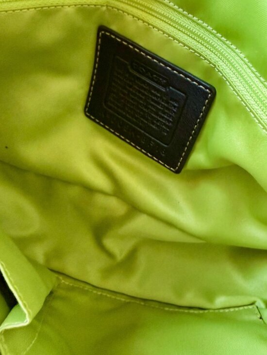 Coach Y2K Green Chelsea Tweed Brown Suede Shoulder Bag 8F18 - Picture 7 of 12